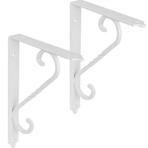 Ferforje Raf Altı Ayak Dekoratif Raf Tutucu Beyaz Montaj Aparatı 2 Adet 110 x 155 mm (Küçük Boy)