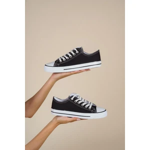 Unisex Siyah Keten Ayakkabı