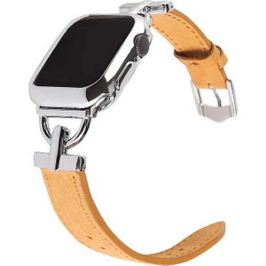 Apple Watch Uyumlu 7 41MM Aşınmalara ve Çizilmeye Dayanıklı Suni Deri Kordon (Kasa Koruma Dahil Değildir)