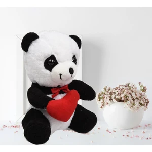 Elinde Kalp Tutan Sevimli Peluş Panda - 35 cm