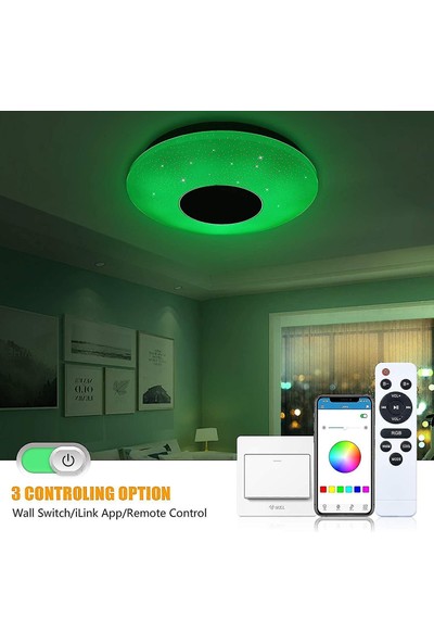 Xhang Lambalar Akıllı LED Tavan Işık 32 W 40.5 cm Tavan Lambası Bluetooth Hoparlör Rgb Renk Sıcaklığı