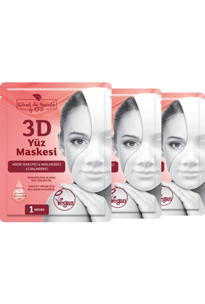 Rituel de Beaute 3D Yüz Maskesi 3'lü