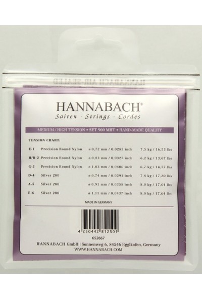 Hannabach Hannabach 900 Mht Klasik Gitar Teli