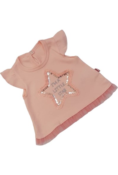Puan Baby 3356 Kız Bebek Yıldız Pullu Işlemeli Tişört