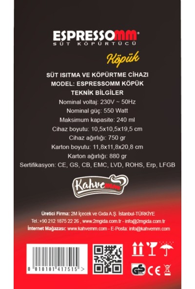 Espressomm® Köpük Süt Köpürtücüsü (Beyaz)