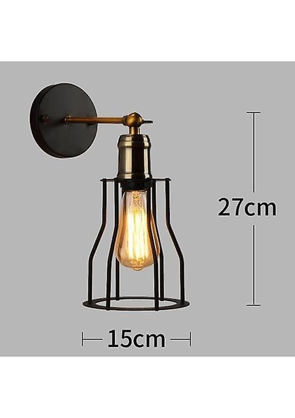 LED Duvar Işık Retro Loft Endüstriyel Duvar Lambası Siyah E27 Vintage Aplikler Duvar Lambası Endüstriyel Aydınlatma Armatürü Kapalı (B) (Yurt Dışından)