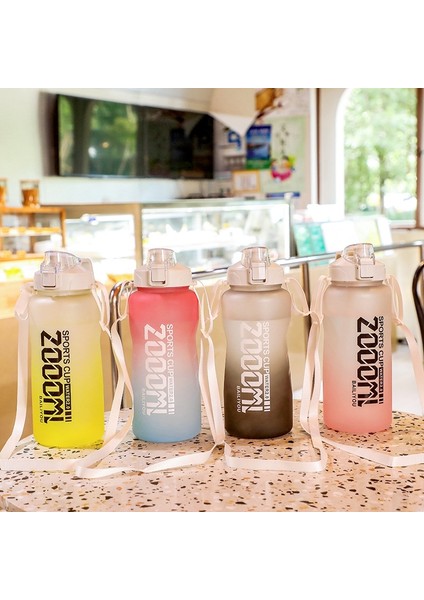 2000ML Gradyan Rengi Büyük Kapasiteli Spor Su Bardağı Mavi Beyaz (Yurt Dışından)