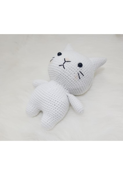 Beyaz Miniş Pisi Uyku Arkadaşı Amigurumi Oyuncak fırsatları
