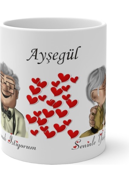 Kişiye Özel Isim Baskılı Kupa Bardak ,seninle Yaşlanmak Istiyorum Bardak
