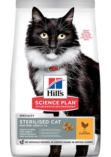 Hills Mature Sterilised Tavuklu Kısırlaştırılmış Yaşlı Kedi Maması 1.5 kg