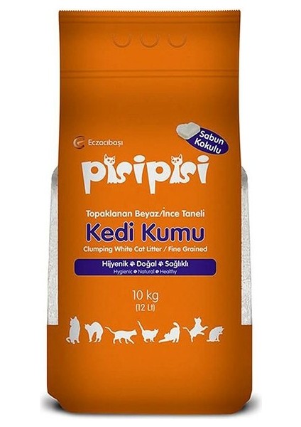 Pisi Pisi Sabunlu Topaklanan Bentonit Kedi Kumu Ince 10 kg