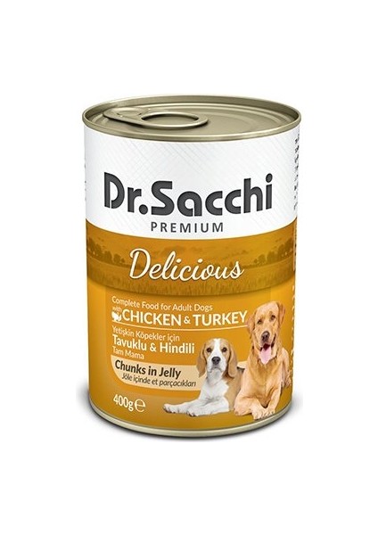 Dr.sacchi Tavuk ve Hindi Etli Yetişkin Köpek Konservesi 400gr