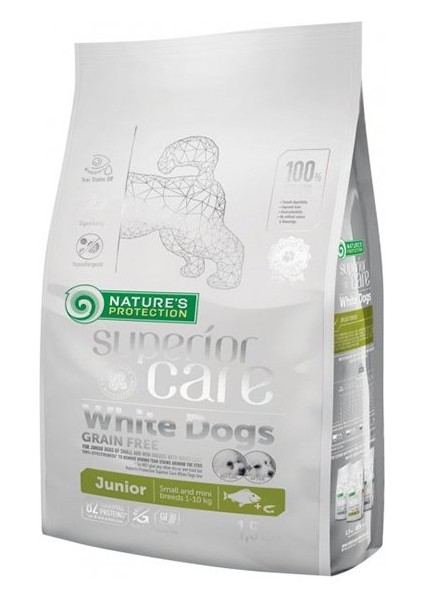 Nature's Protection Junior Beyaz Balıklı Tahılsız Beyaz Tüylü Küçük Irk Yavru Köpek Maması 1.5 kg