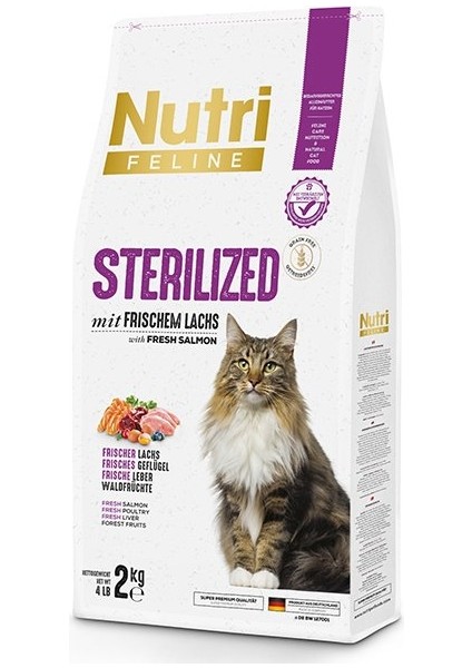 Nutri Feline Adult Sterilised Kısırlaştırılmış Somonlu Yetişkin Kedi Maması 2 kg