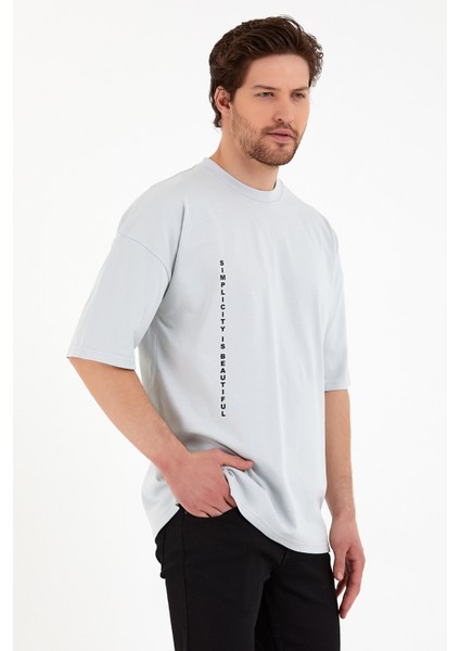 Erkek Oversize Basic T-Shirt - Cool Grey