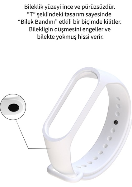 Deilmi Xiaomi Mi Band 5 6 Uyumlu Çelik Tokalı Spor Delikli Silikon Loop Kordon Kayış