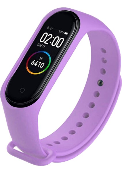 Deilmi Xiaomi Mi Band 3 4 Uyumlu Lila Çelik Tokalı Spor Delikli Silikon Loop Kordon Kayış