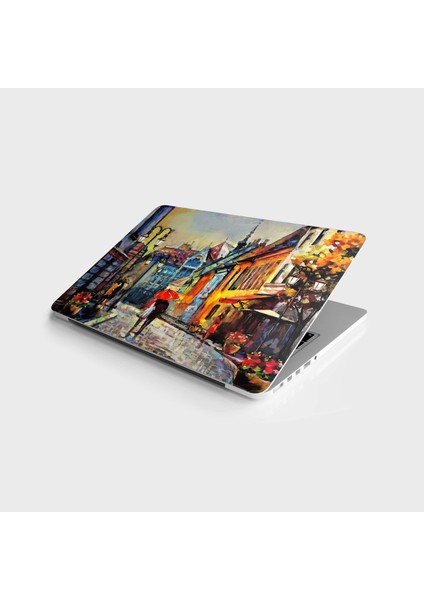 Laptop Sticker Bilgisayar Notebook Pc Kaplama Etiketi Budapeşte Sokak Yağlıboya
