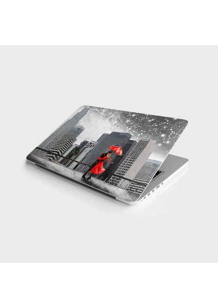 Laptop Sticker Bilgisayar Notebook Pc Kaplama Etiketi Kırmızı Şemsiye Newyork