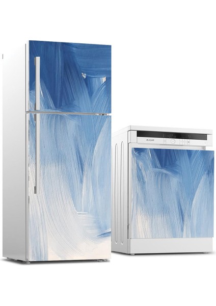 Buzdolabı ve Bulaşık Makinası Beyaz Eşya Sticker Kaplama Soyut Mavi Boyama