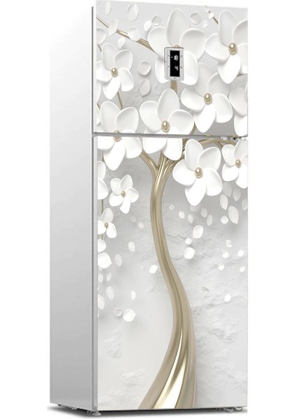 Buzdolabı Sticker Kaplama Dolap Kaplama Etiketi 3D Beyaz Ağaç 1