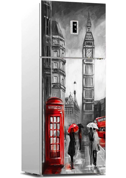 Buzdolabı Sticker Kaplama Dolap Kaplama Etiketi Londra Yağlıboya