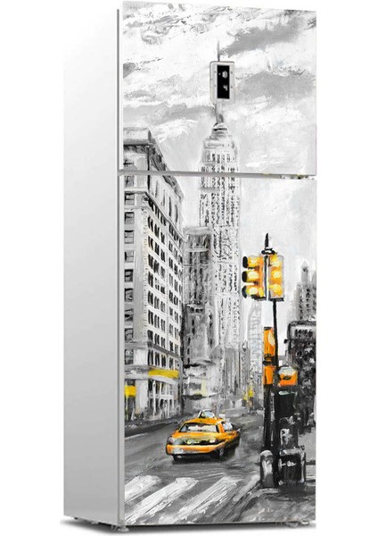 Buzdolabı Sticker Kaplama Dolap Kaplama Etiketi Newyork Yağlıboya