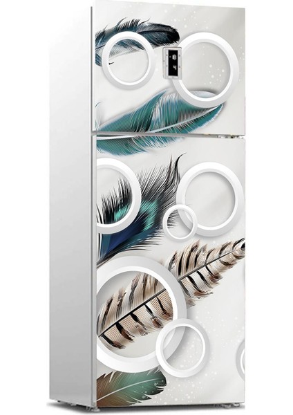 Buzdolabı Sticker Kaplama Dolap Kaplama Etiketi Renkli Tüyler Yuvarlak