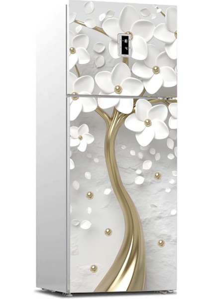 Buzdolabı Sticker Kaplama Dolap Kaplama Etiketi 3D Beyaz Ağaç 2