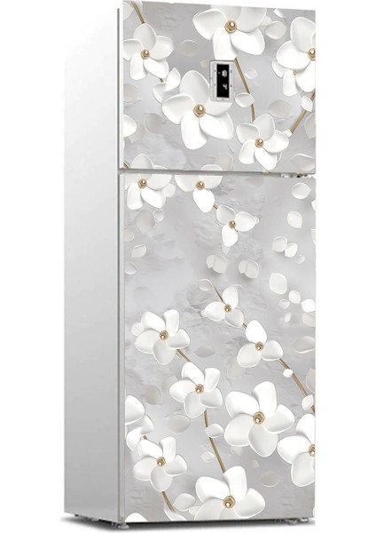 Buzdolabı Sticker Kaplama Dolap Kaplama Etiketi 3D Beyaz Yaprak
