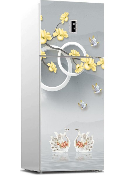 Buzdolabı Sticker Kaplama Dolap Kaplama Etiketi 3D Kuğu