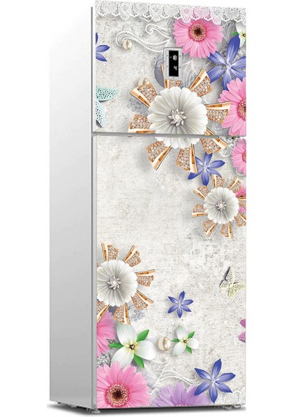 Buzdolabı Sticker Kaplama Dolap Kaplama Etiketi 3D Papatya