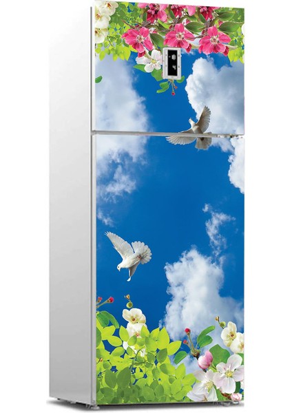 Buzdolabı Sticker Kaplama Dolap Kaplama Etiketi Çiçek Gökyüzü
