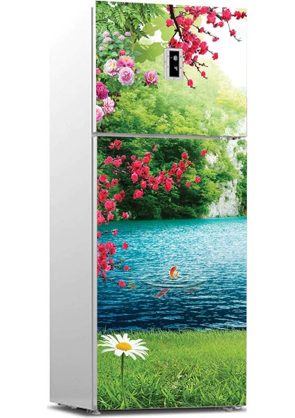 Buzdolabı Sticker Kaplama Dolap Kaplama Etiketi Şelale Çiçek