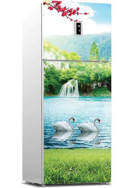 Buzdolabı Sticker Kaplama Dolap Kaplama Etiketi Şelale Kuğu
