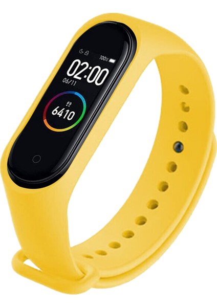 Deilmi Xiaomi Mi Band 3 4 Uyumlu Sarı Çelik Tokalı Spor Delikli Silikon Loop Kordon Kayış