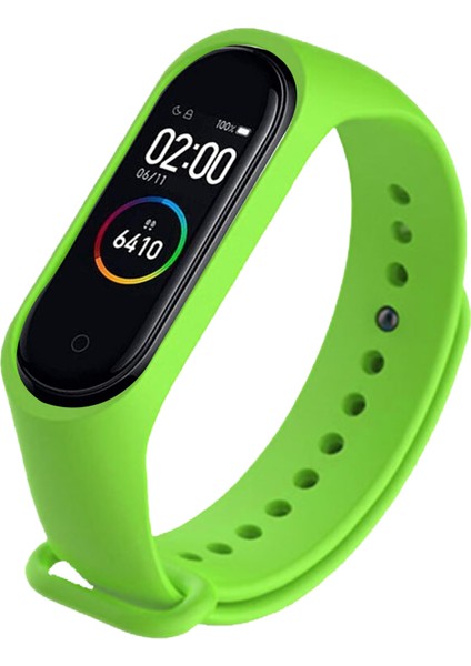 Deilmi Xiaomi Mi Band 3 4 Uyumlu Yeşil Çelik Tokalı Spor Delikli Silikon Loop Kordon Kayış