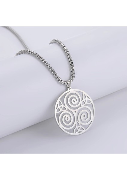 Kelt Üçgeni Trinity & Triquetra Iskandinav Nordik Tasarım Erkek 316L Çelik Kolye