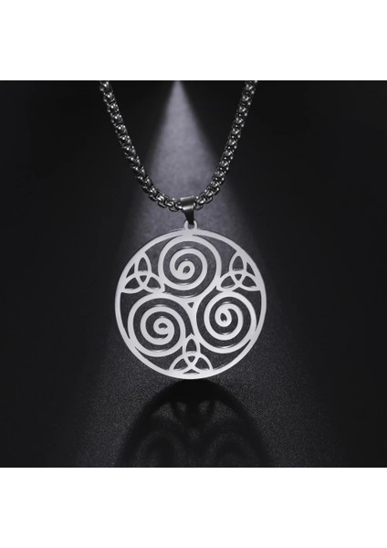 Kelt Üçgeni Trinity & Triquetra Iskandinav Nordik Tasarım Erkek 316L Çelik Kolye