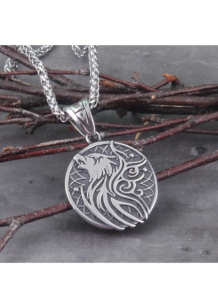 Viking Iskandinav Fenrir Tasarım Nordik Çift Taraflı & Örgü Zincir 316L Çelik Kolye fırsatları