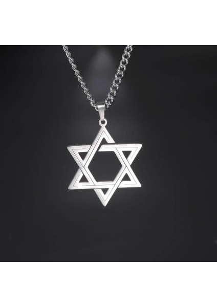 Düz Witchcraft Gotik Çizgili Pentagram 316L Çelik Kolye modelleri