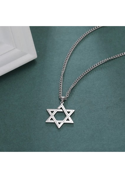 Düz Witchcraft Gotik Çizgili Pentagram 316L Çelik Kolye indirimleri