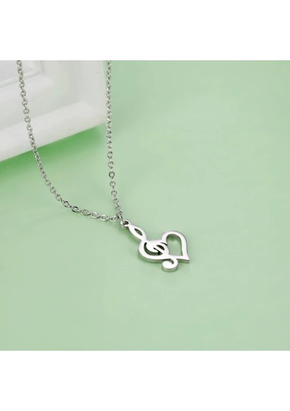 Sol Anahtarı & Kalp Tasarımlı Müzik Temalı 316L Çelik Kolye fırsatları