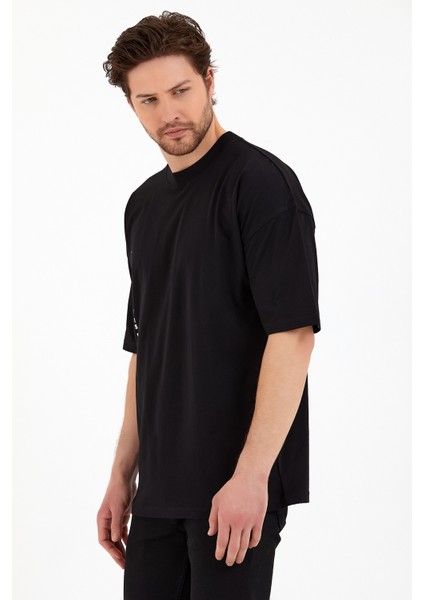 Erkek Oversize Basic T-Shirt - Siyah