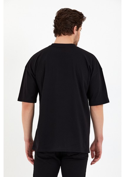 Erkek Oversize Basic T-Shirt - Siyah