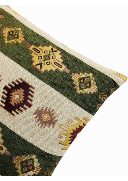 Kilim Desenli Koyu Yeşil Kırlent Kılıfı 45CM*45CM