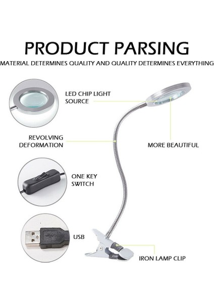 Büyüteç Masa Lambası 8x Büyüteç Lambası Göz Koruma Güzellik Makyaj Dövme Işık Okuma LED Masa Işık Klip ile | Büyüteçler (Yurt Dışından)
