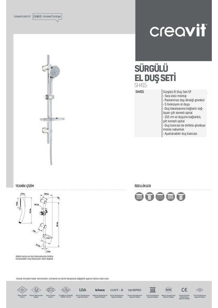 Sürgülü El Duş Seti 5f