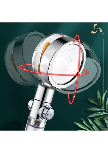 Buffer® Turbo Pervaneli Ve Filtreli Su Tasarruflu 360 Derece Dönebilen Ayarlanabilir Tazyikli Duş Başlığı