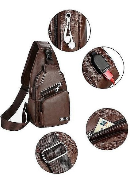 Moda Erkekler Göğüs Çantası Casual Crossbody Omuz Çantası (Kahverengi) (Yurt Dışından) fiyatları